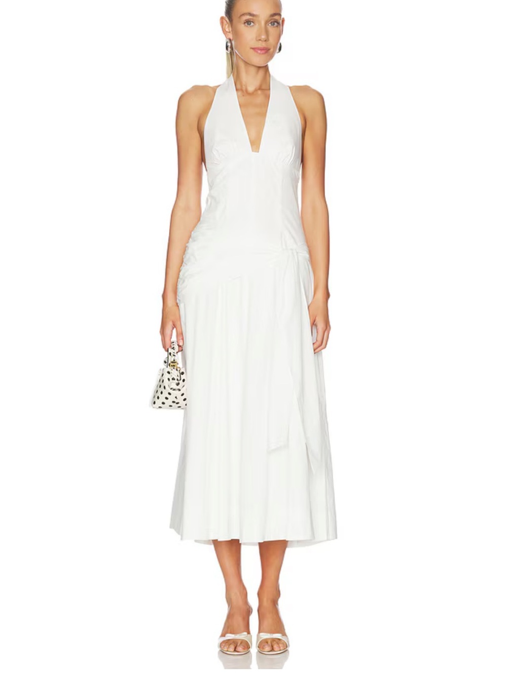 Cdiz Halter Midi Dress in White